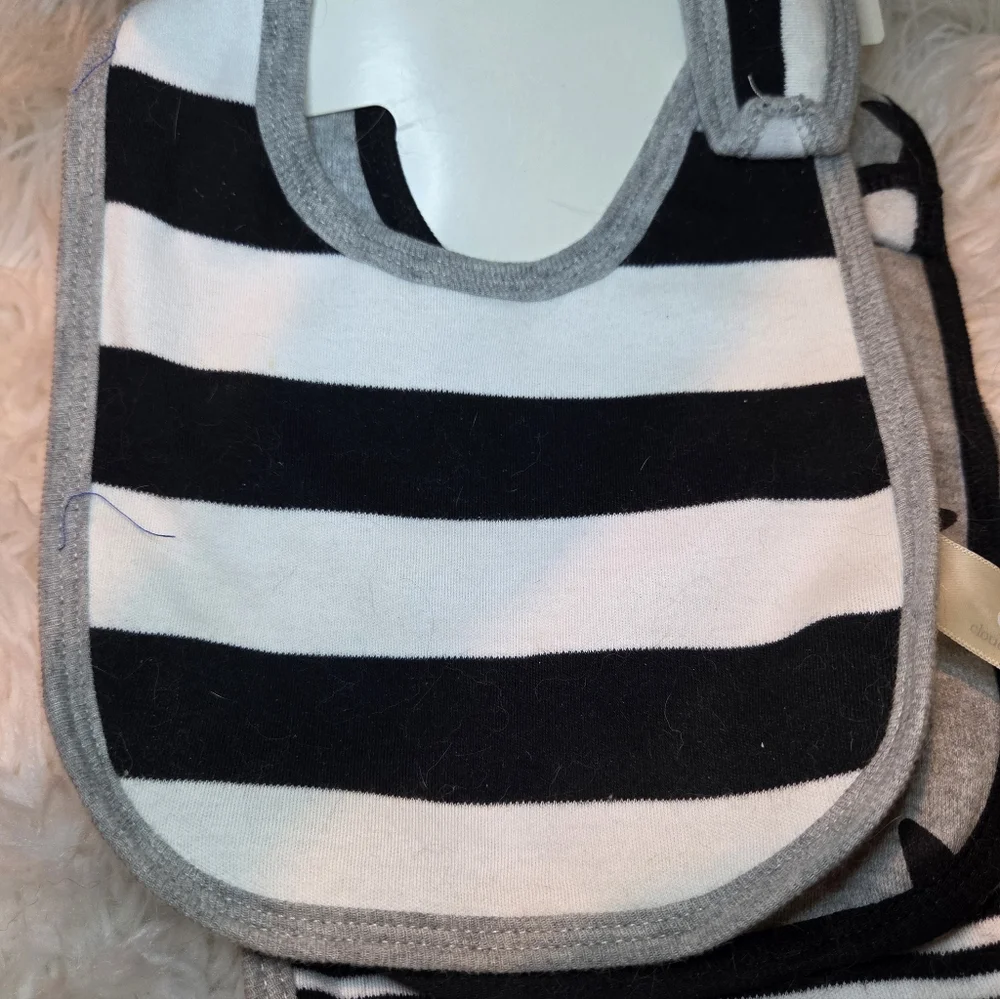 Cloud Island Gray Black Cotton Bib Set 5 Pack